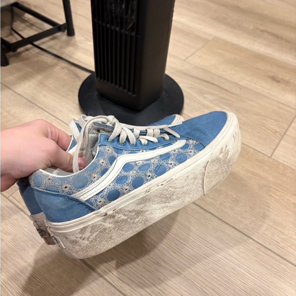 Vans Blue and White Platform Sneakers